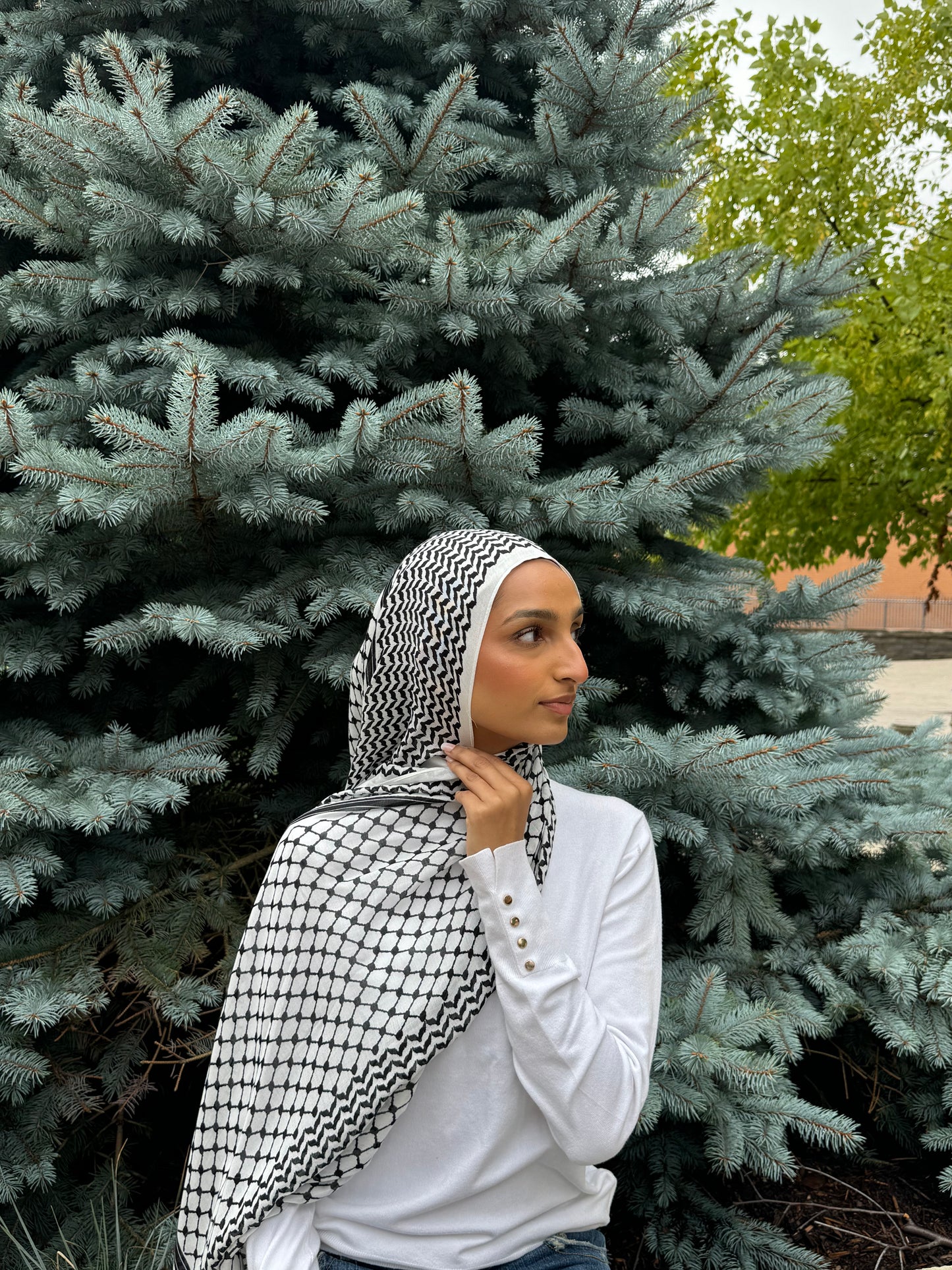 Keffiyeh Printed Modal- Black and White