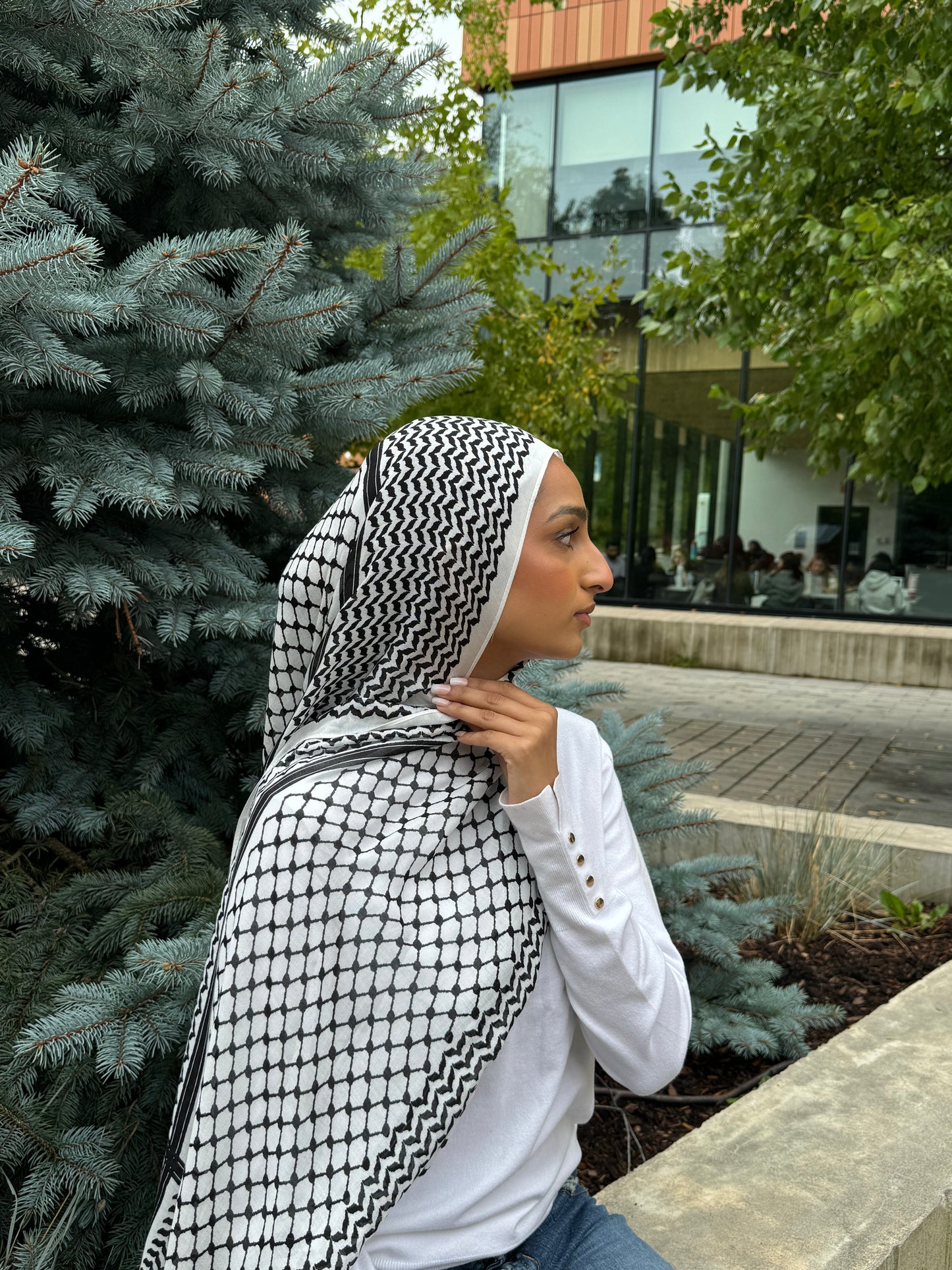 Keffiyeh Printed Modal- Black and White