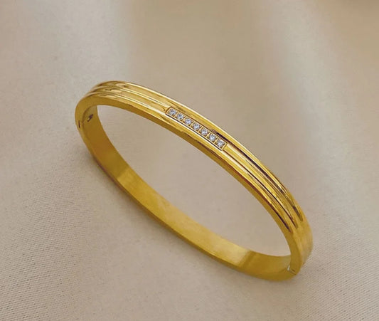 Thicker Lined and Zirconia Gem Cuff