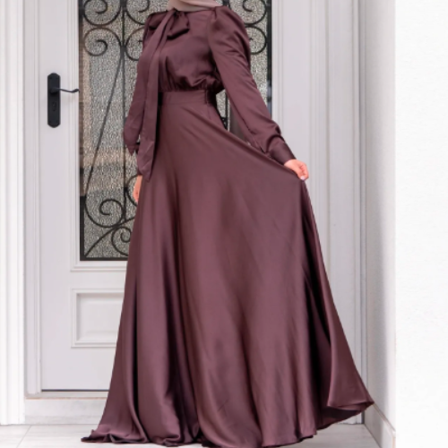 Helaa Satin Dress - Light Chocolate