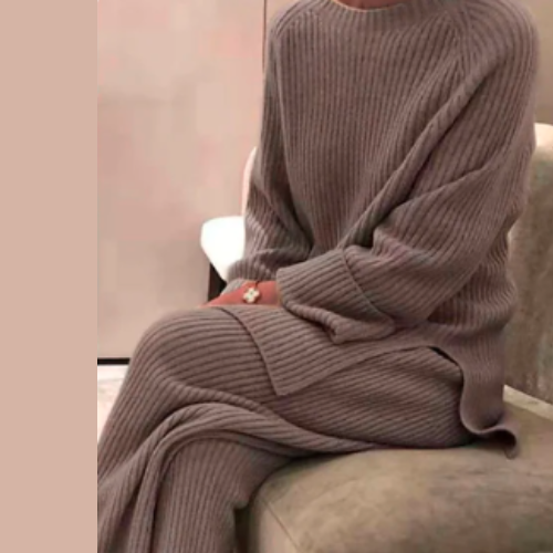 Modest Knitwear Set - Latte