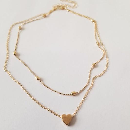 Layered Heart Choker Necklace