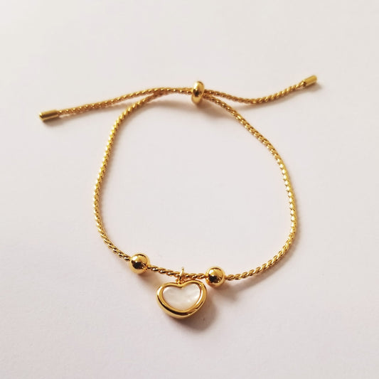 Cream Heart Adjustable Bracelet