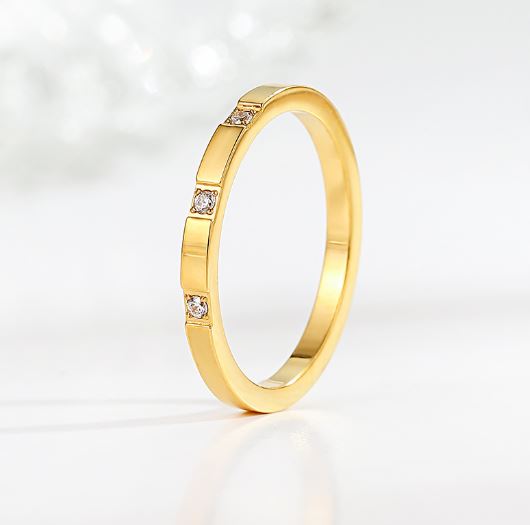 3 Gemmed Standard Band - Ring