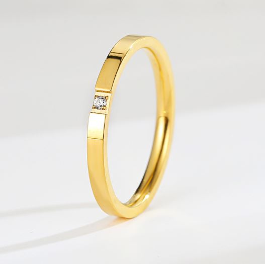 Single Gemmed Standard Band - Ring