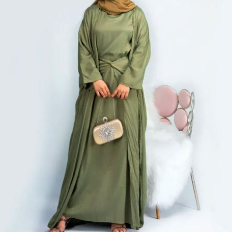 Jera 3 pcs Dress/Abaya - Sage