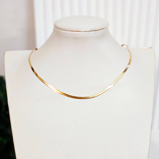 0.5mm Herringbone Choker Necklace - Gold