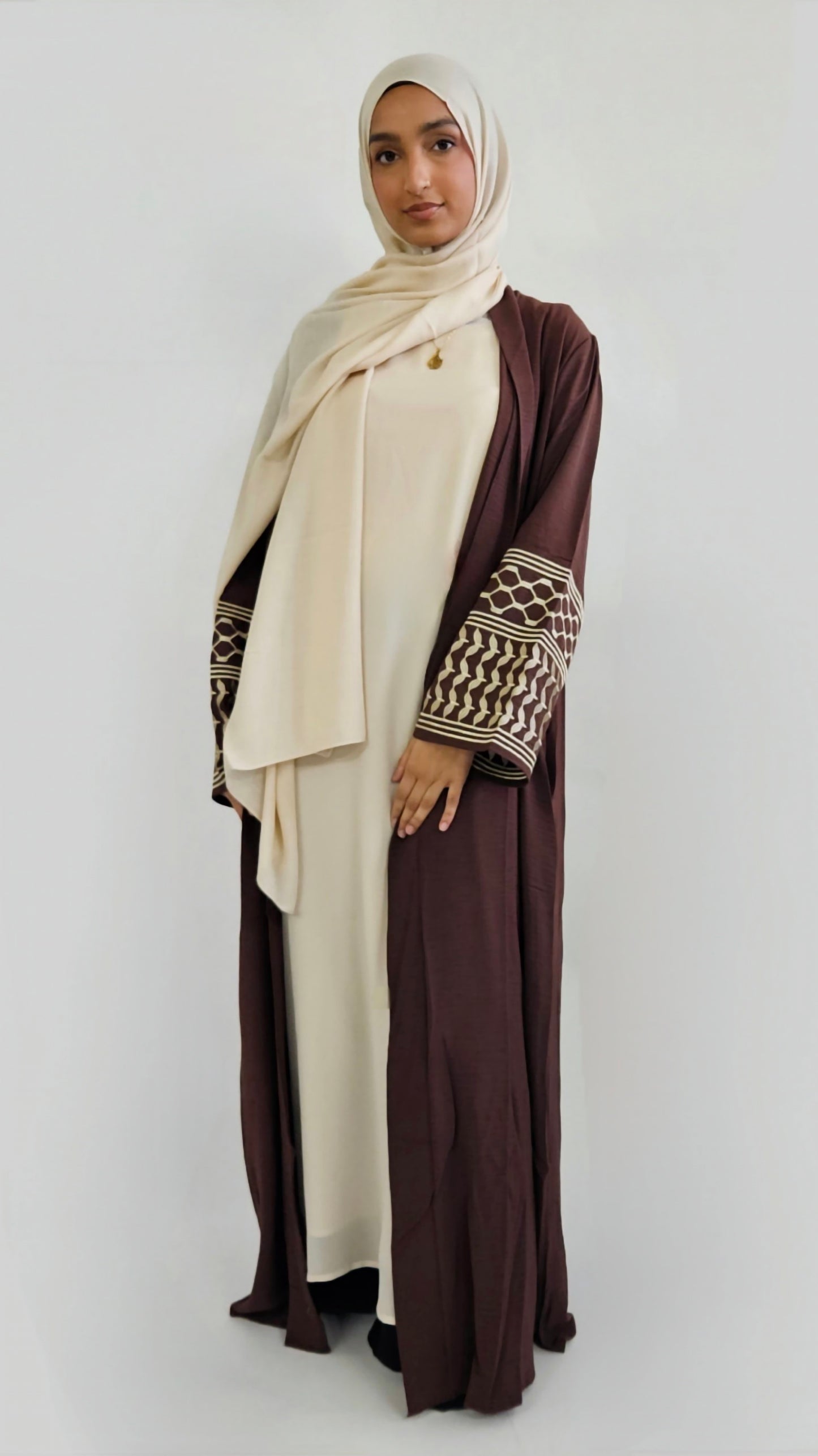 Palestine Keffiyeh Abaya - Chocolate Brown