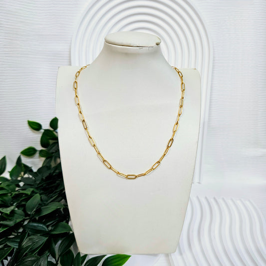 Thin Dainty Paperclip Chain - Gold