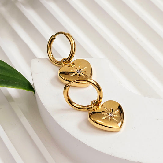 Heart Dangle Gem Earrings