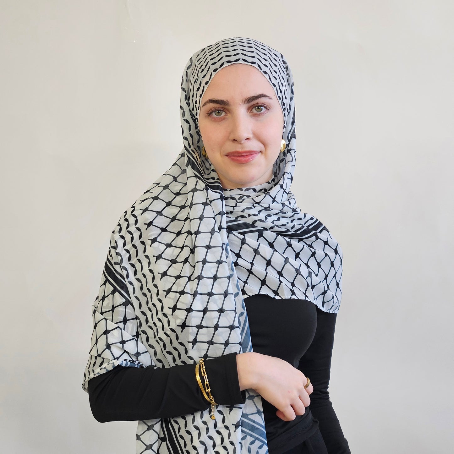 Keffiyah Chiffon Hijab - Traditional Black