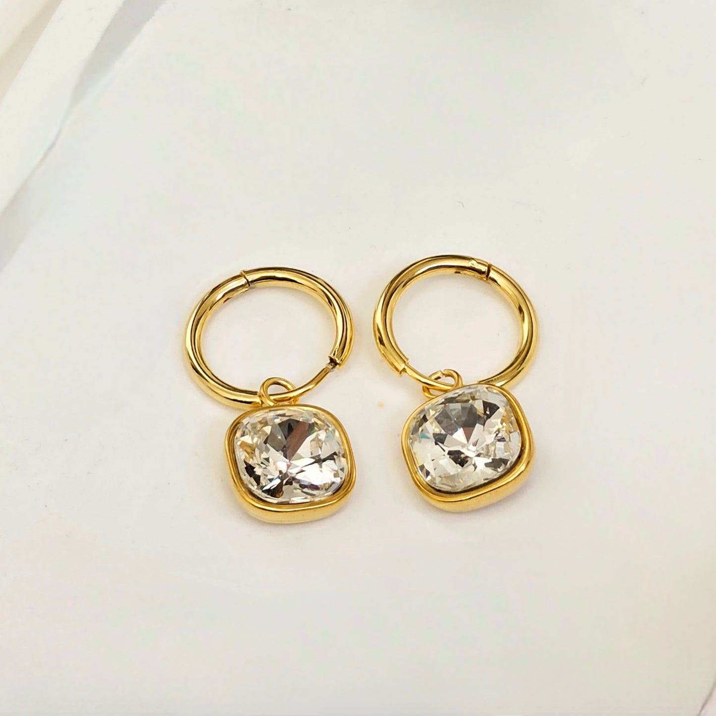 Square Gem Dangle Earrings