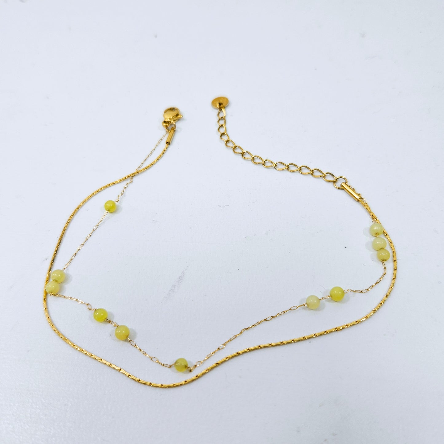 Green Dotted Beach Double Layered Anklet