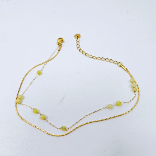 Green Dotted Beach Double Layered Anklet