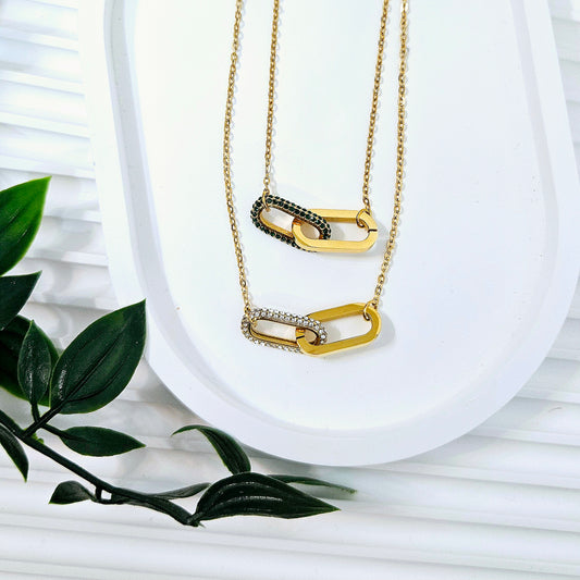 Interlacing Gemmed Paperclip Necklace