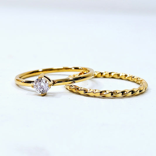 Curve Band & Single Star Ring