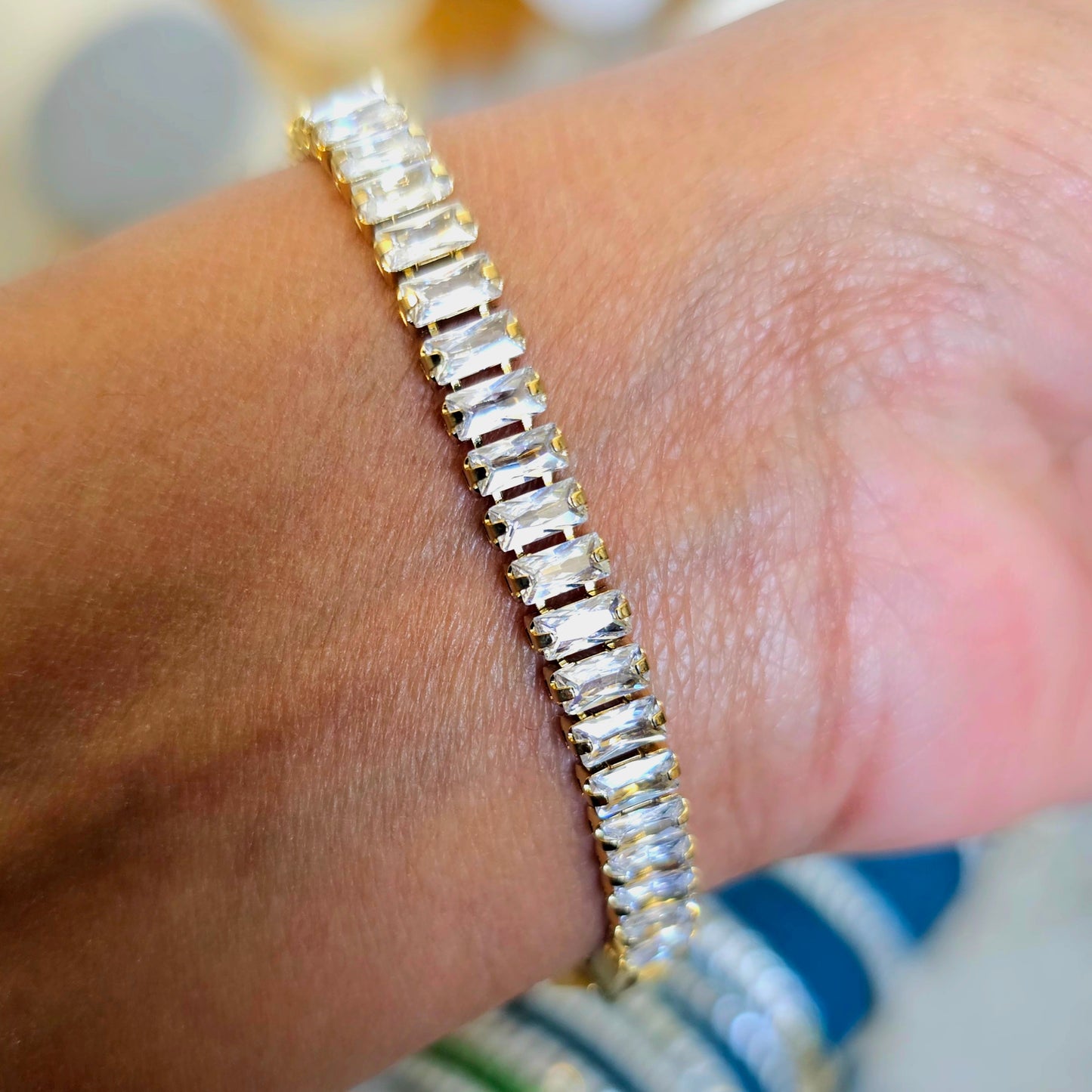 Luxury Rectangle Zirconia Tennis Bracelet - Gold