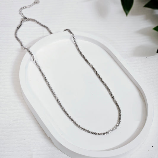 Fuzzy Dainty Thin Necklace - Silver