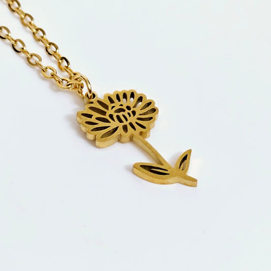 Flower Outline Necklace - Flower: Crysanthemum