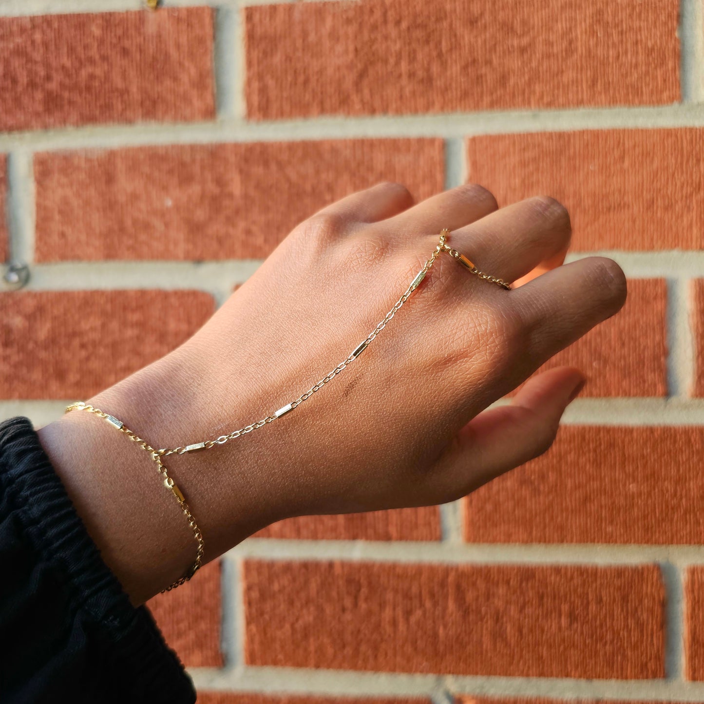 Rectangular Satellite Hand Chain - Gold