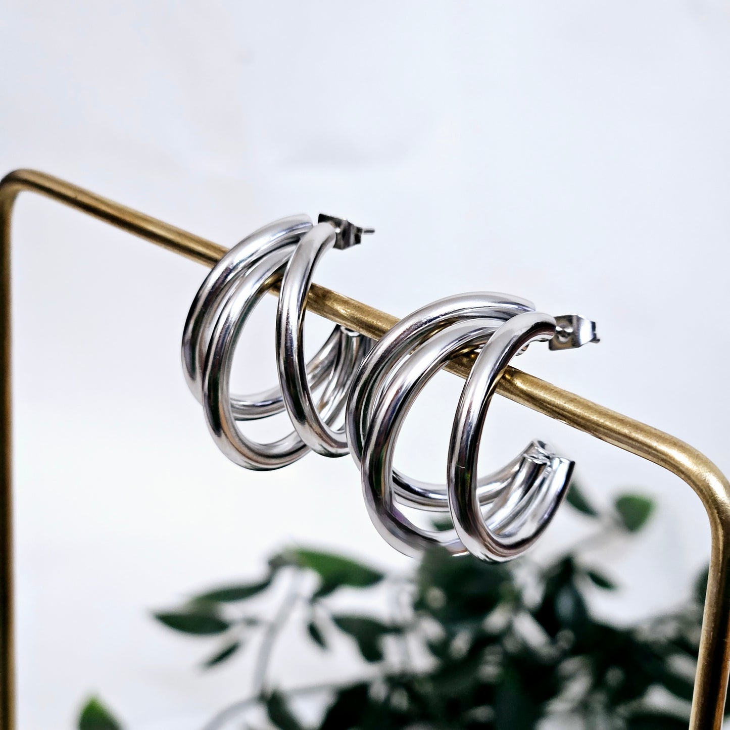 Three Tier Earrings - Silver