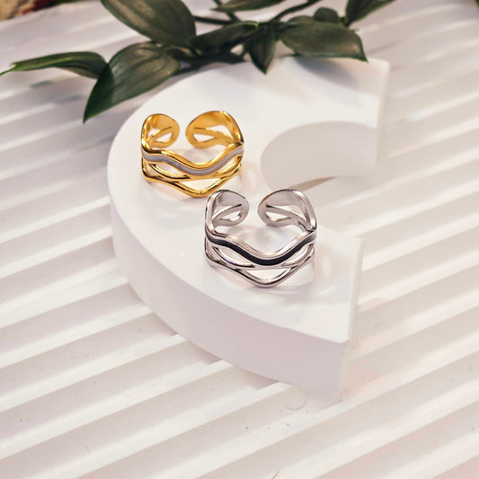 Oil Dripping Wavy Adjustable Ring