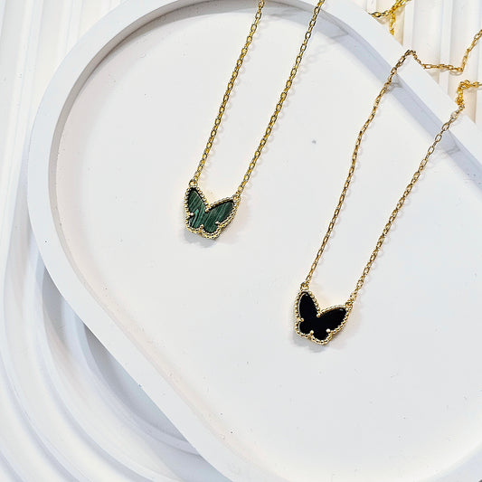 Butterfly Necklace - Stone Color: Green or Black
