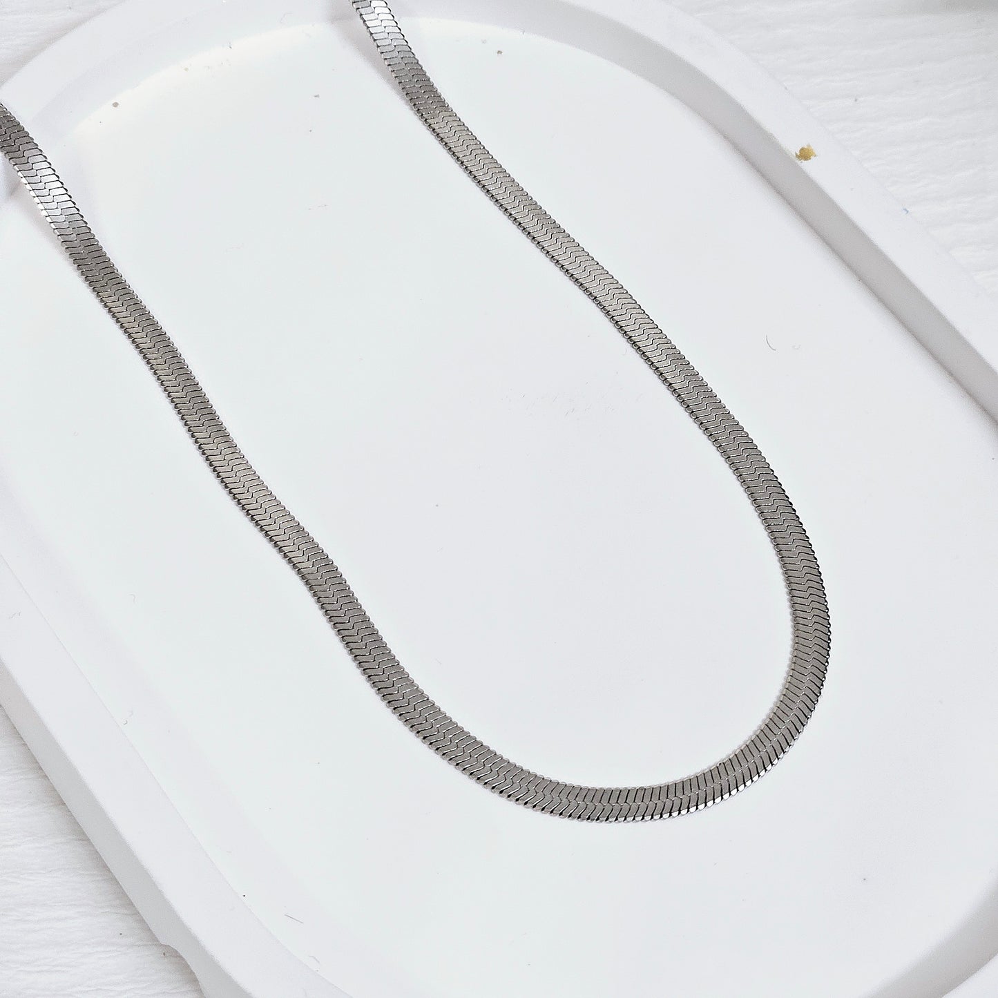 2mm Herringbone Necklace - Silver