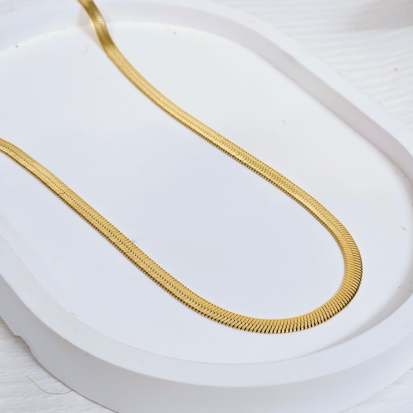 2mm Herringbone Necklace - Gold