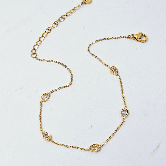 Teardrop Satellite Anklet - Gold