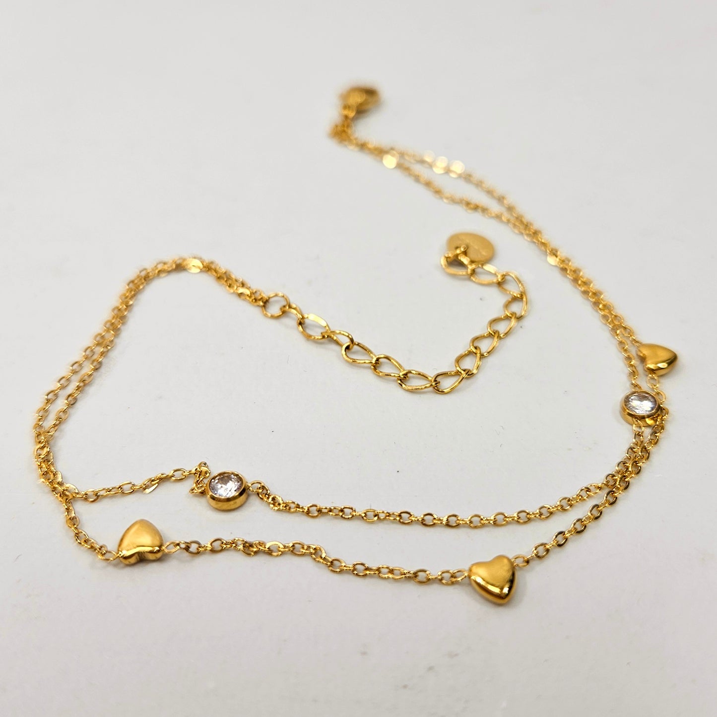 Heart Gem Double Layered Anklet