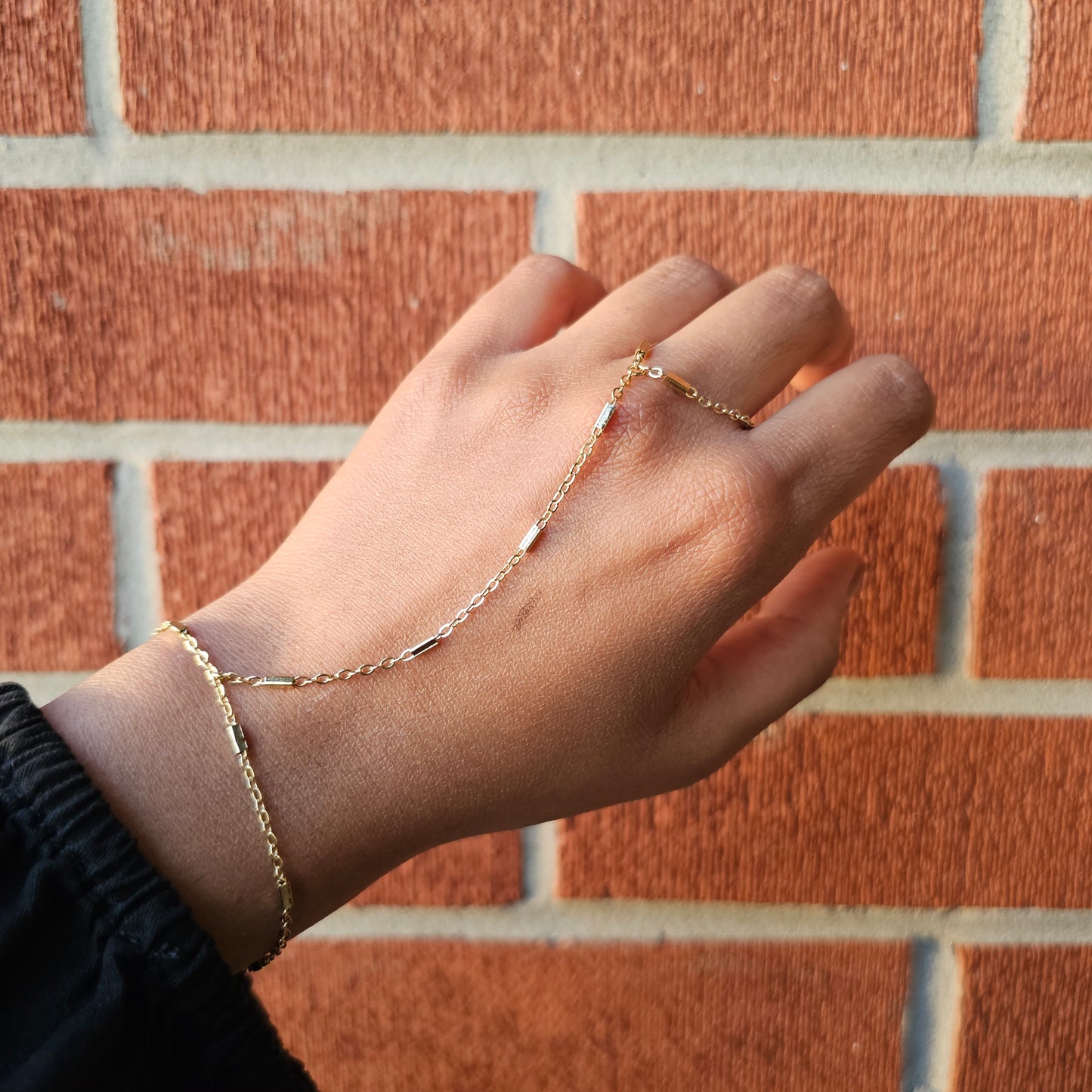 Rectangular Satellite Hand Chain - Gold