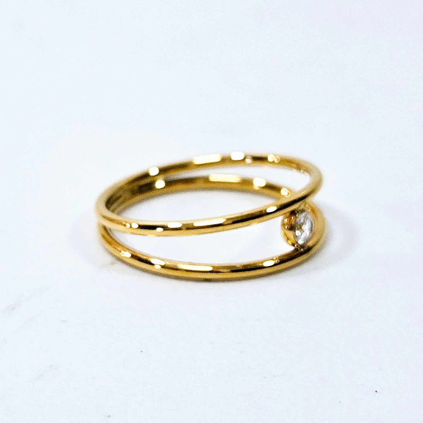 Single Gem Double Banded Ring