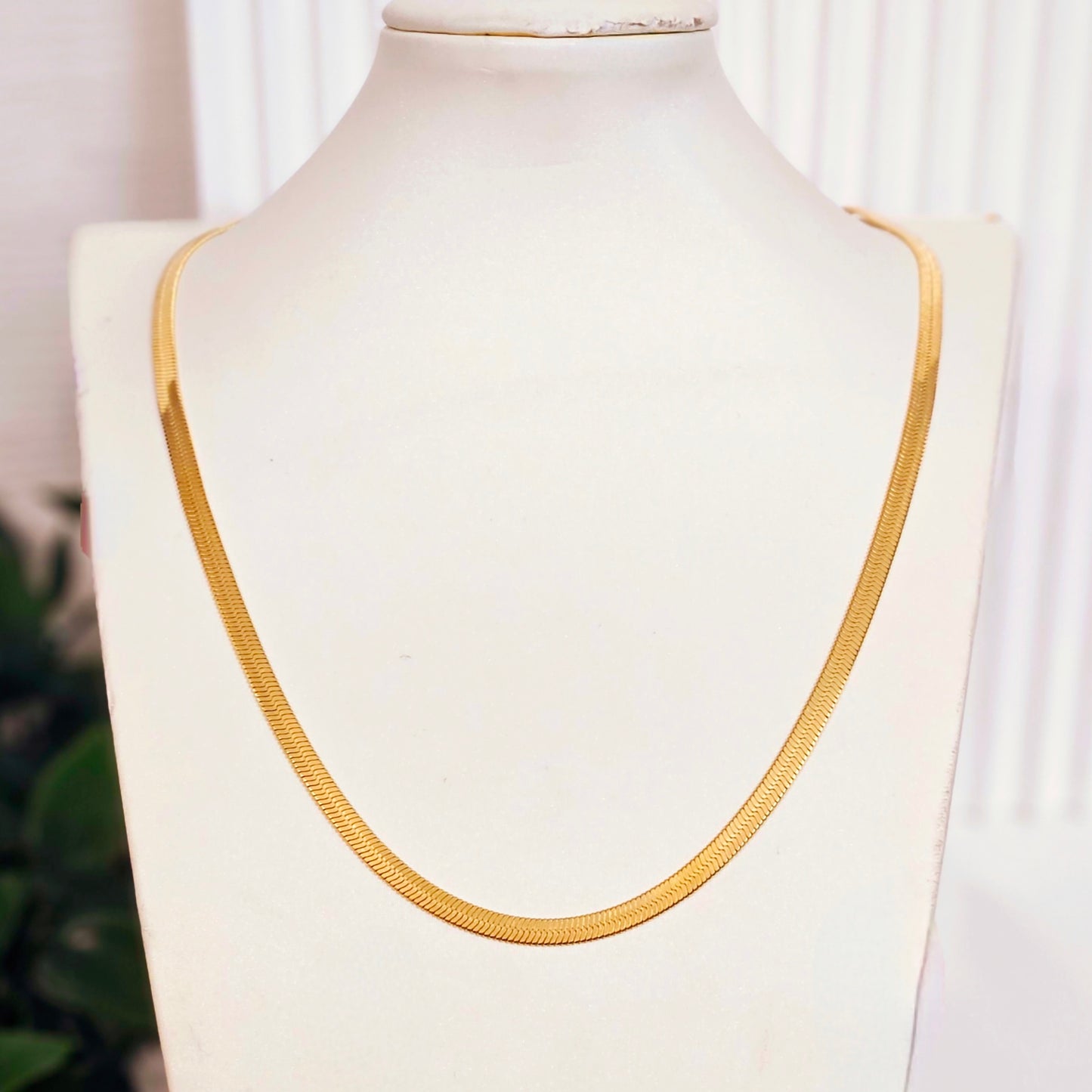 2mm Herringbone Necklace - Gold