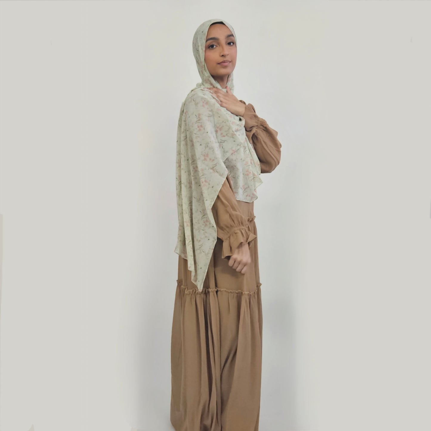 Chiffon Layered Dress - Light Hazelnut Brown