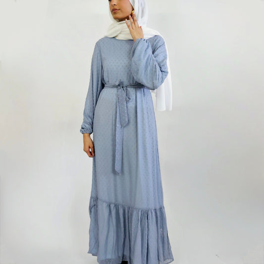 Poka Dotted Dress - Baby Blue