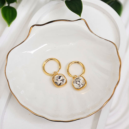 Square Gem Dangle Earrings