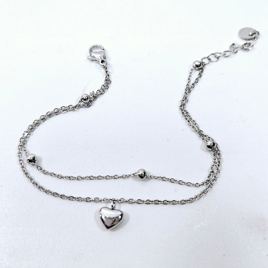 Heart Dotted Double Layered Anklet