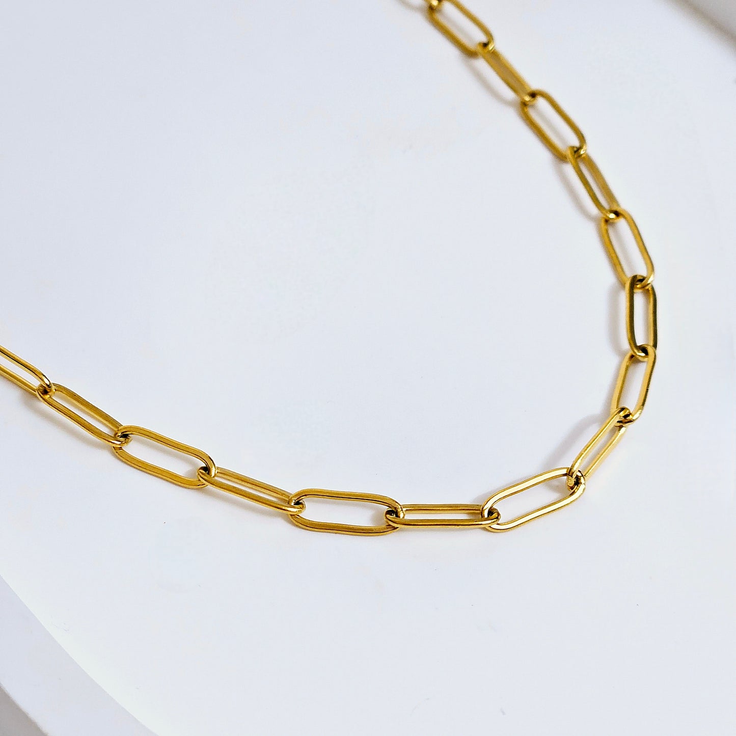 Thin Dainty Paperclip Chain - Gold