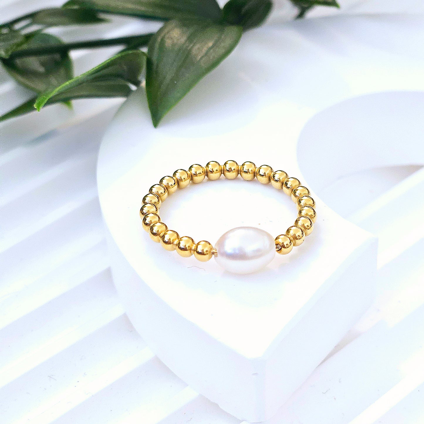 Beaded Pearl Ring