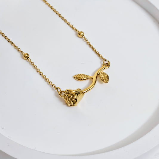 Dotted Horizontal Rose Necklace