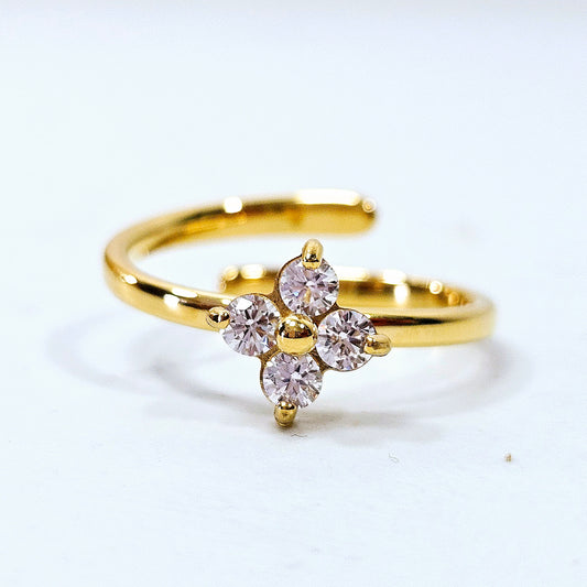 Clover Stoned Adjustable Ring
