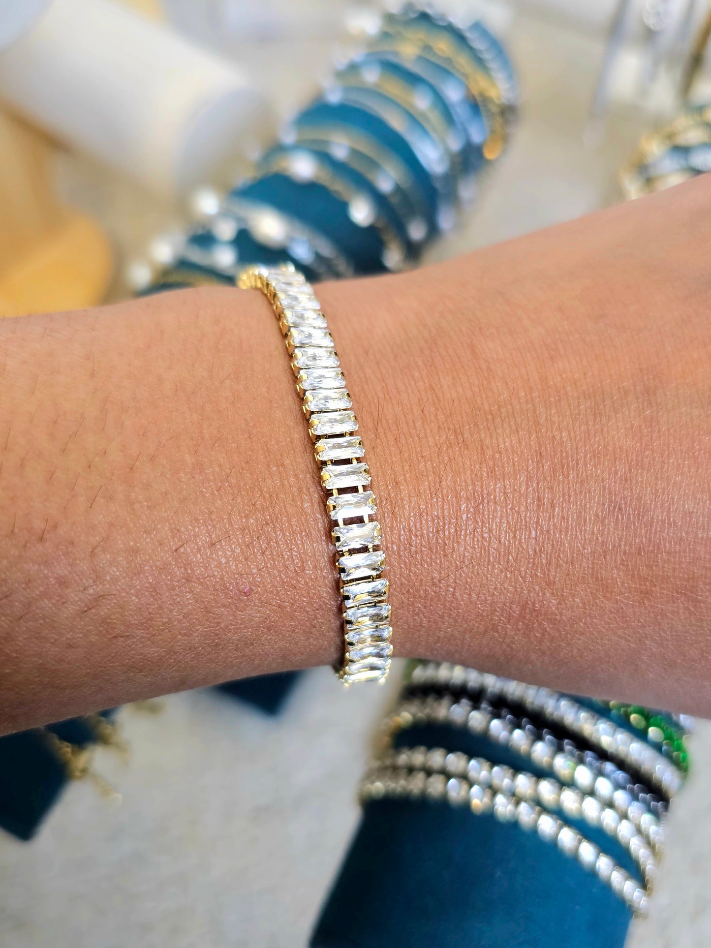 Luxury Rectangle Zirconia Tennis Bracelet - Gold