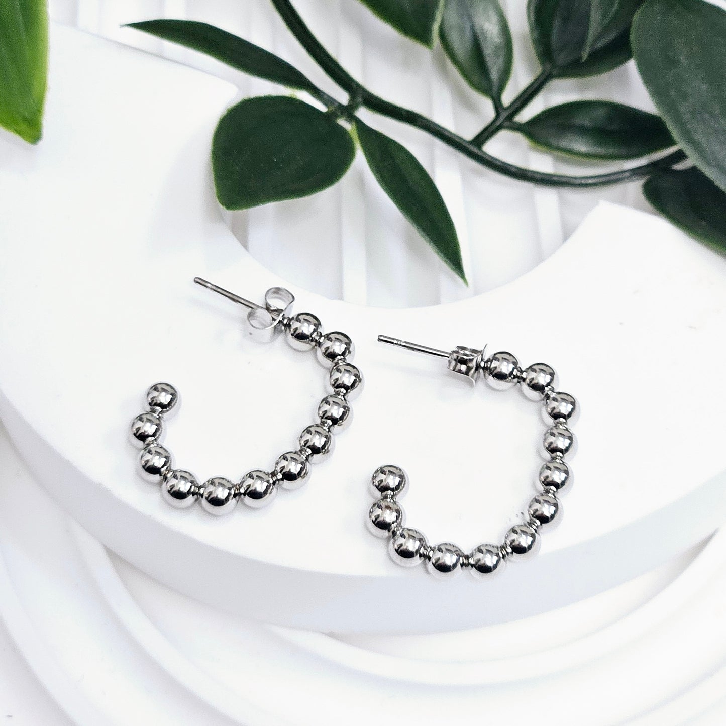 Bubble C Earrings - Silver