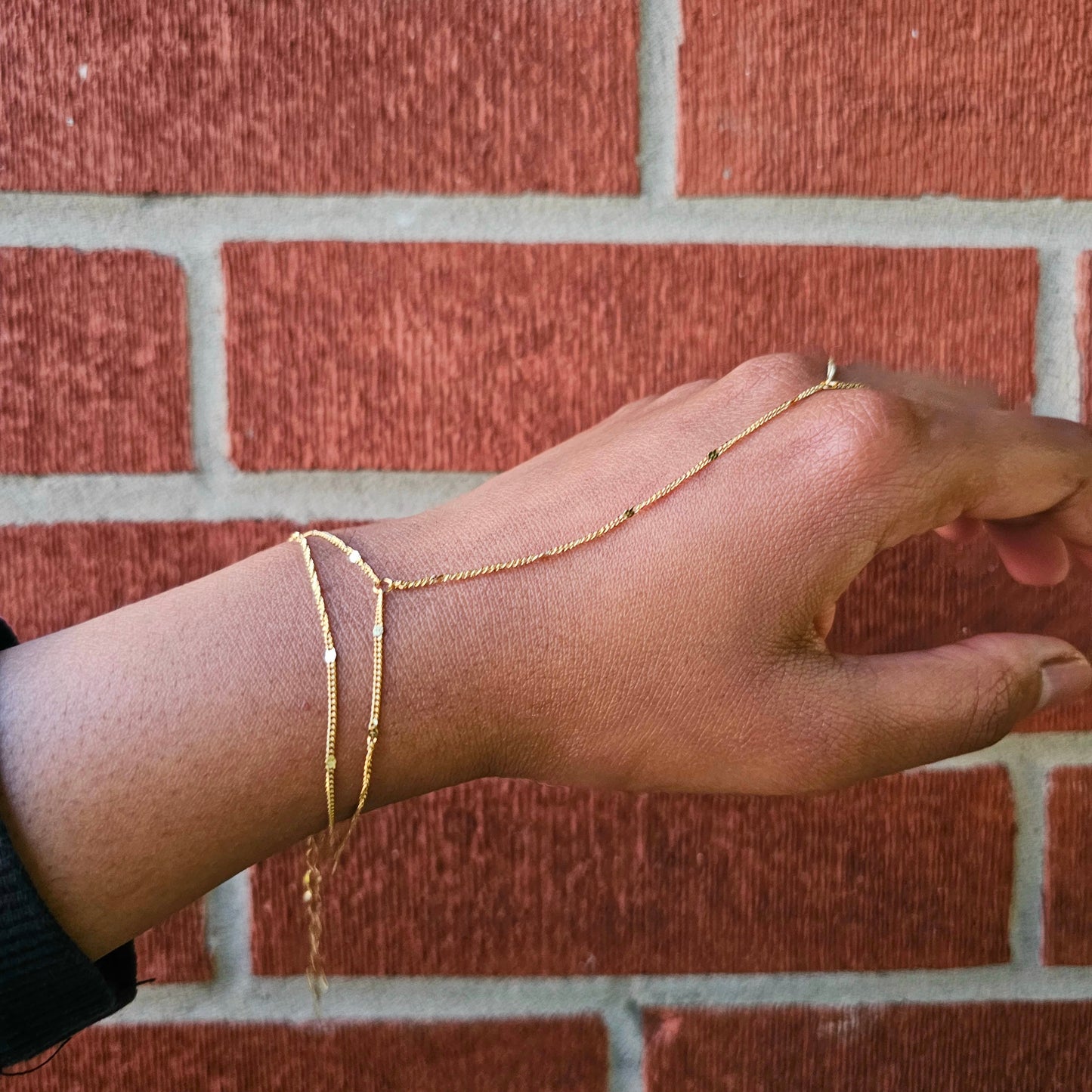 Hammered Double Hand Chain No Gem- Gold