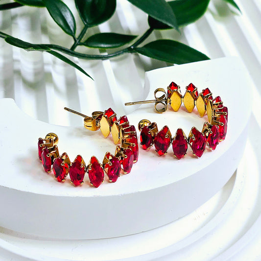 Stone Red Full Tennis Earrings