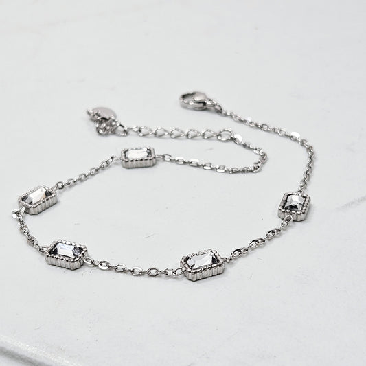 Rectangle Satellite Anklet - Silver