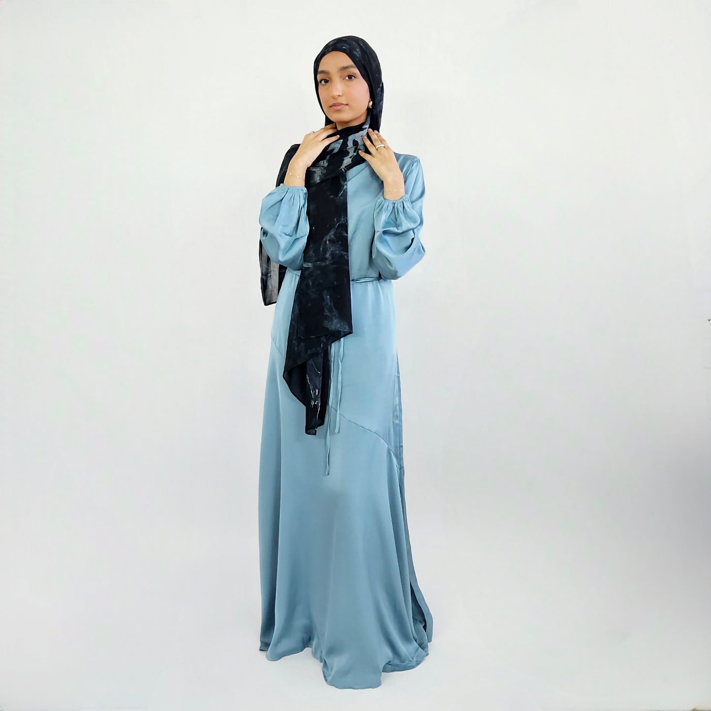 Anya Satin Dress - Blue
