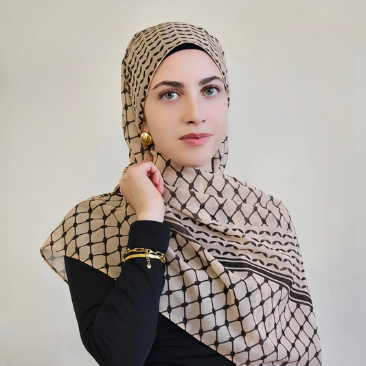 Keffiyah Chiffon Hijab - Homeland Rustic Brown