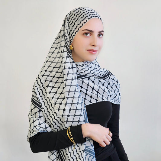 Keffiyah Chiffon Hijab - Traditional Black